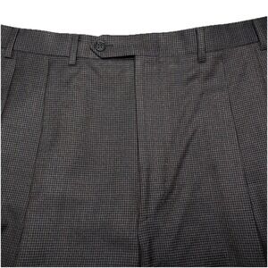 Canali Dress Pants 36 (34x29 Cuffed) Pleated Taupe Brown Houndstooth A79220/99